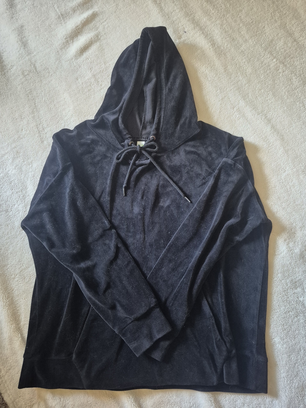 Black Velour Hoodie - Classic Pullover